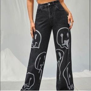 oversized painted jeans